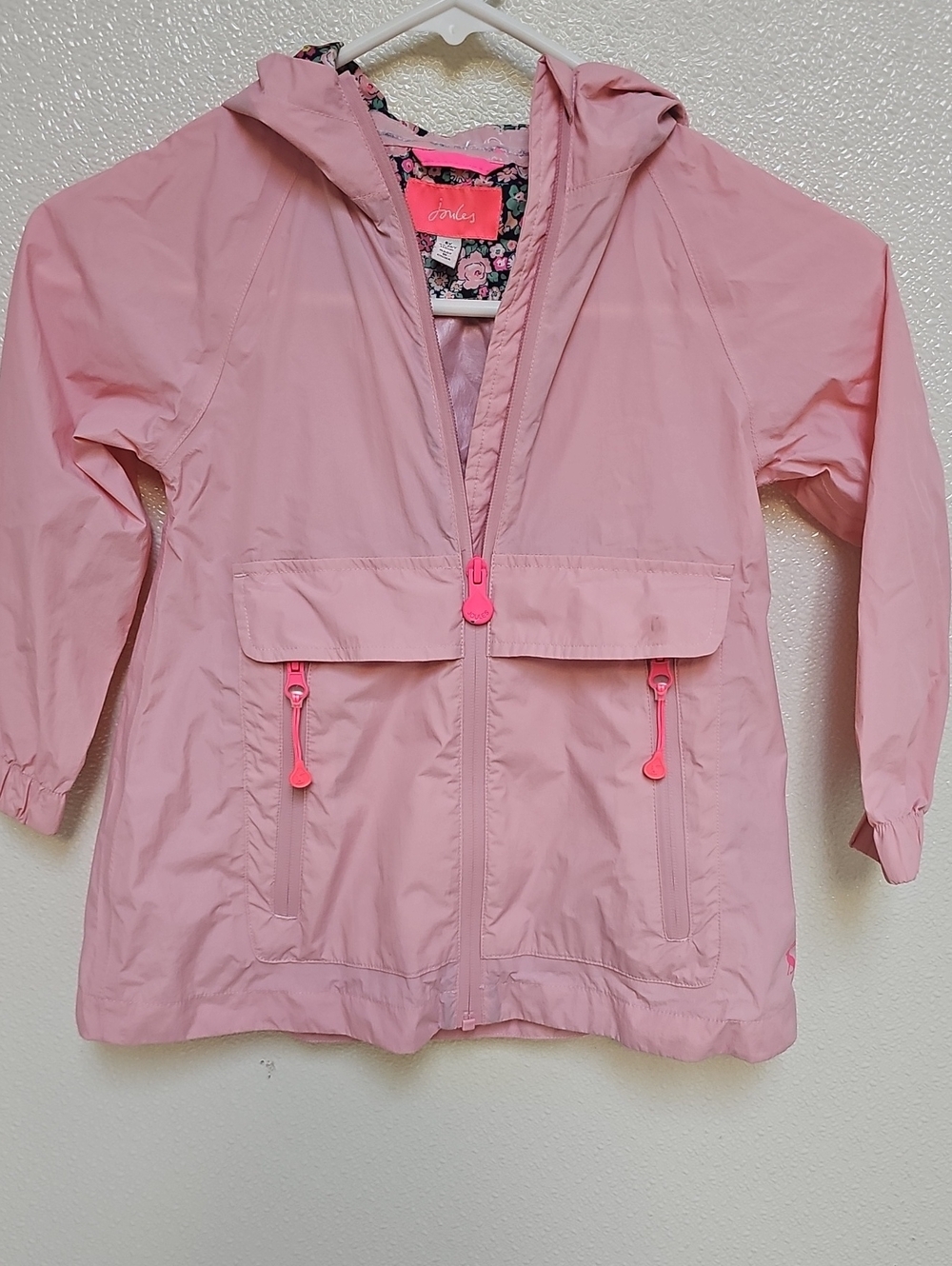 Joules Girls' Pink Hooded Rain Jacket